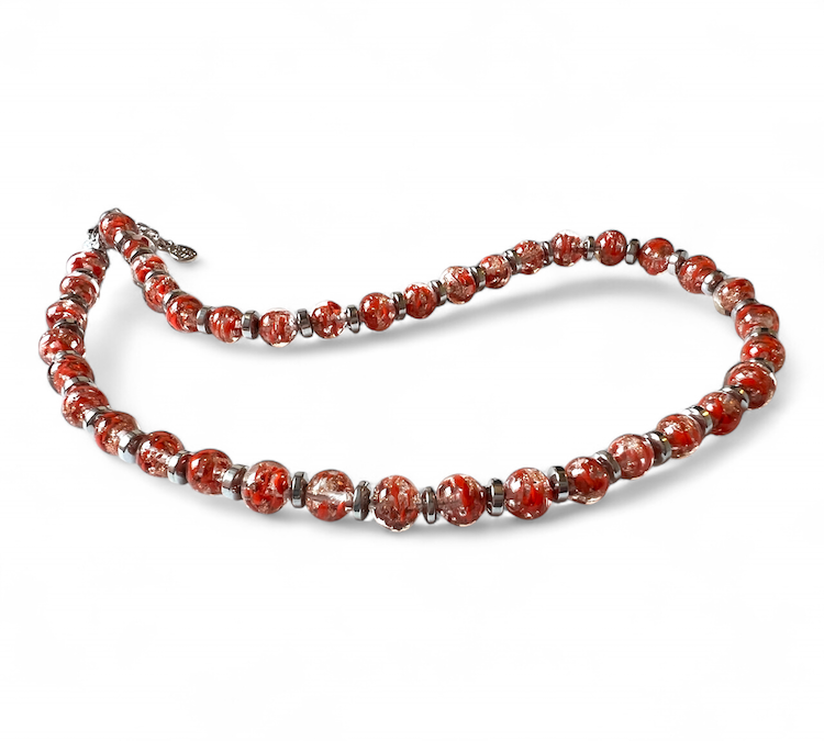 NIEUW - Murano halsketting 'Palermo' Argento Rosso