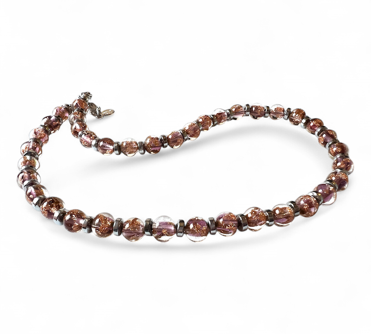 NIEUW - Murano halsketting 'Palermo' Argento Trasparente