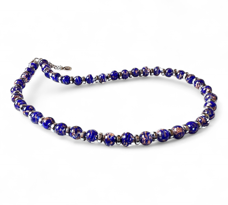 NIEUW - Murano halsketting 'Palermo' Argento Acqua Scuro