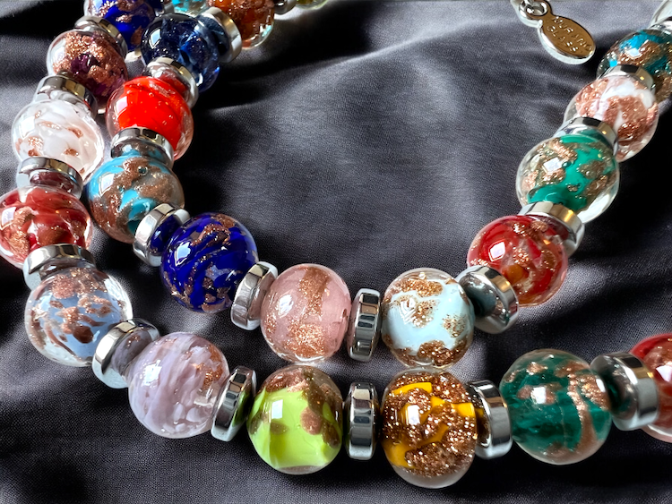 NEU - Murano Halskette 'Palermo' Argento Multicolor