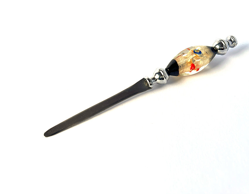 Murano glass letter opener Pink Cylinder