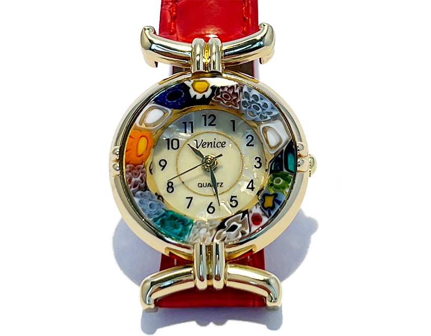 Millefiori horloge 'Turino' Roze
