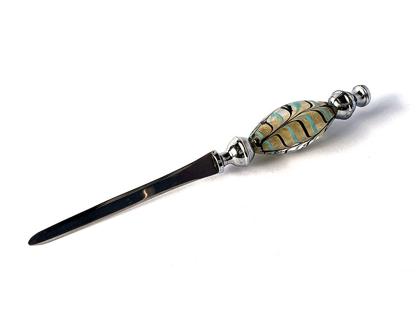 Murano glas briefopener Blue Orange Swirls