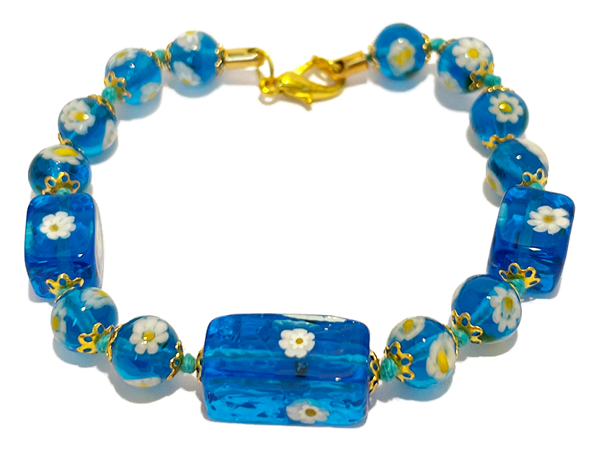 Murano glass bracelet glass 'Lucca' blue