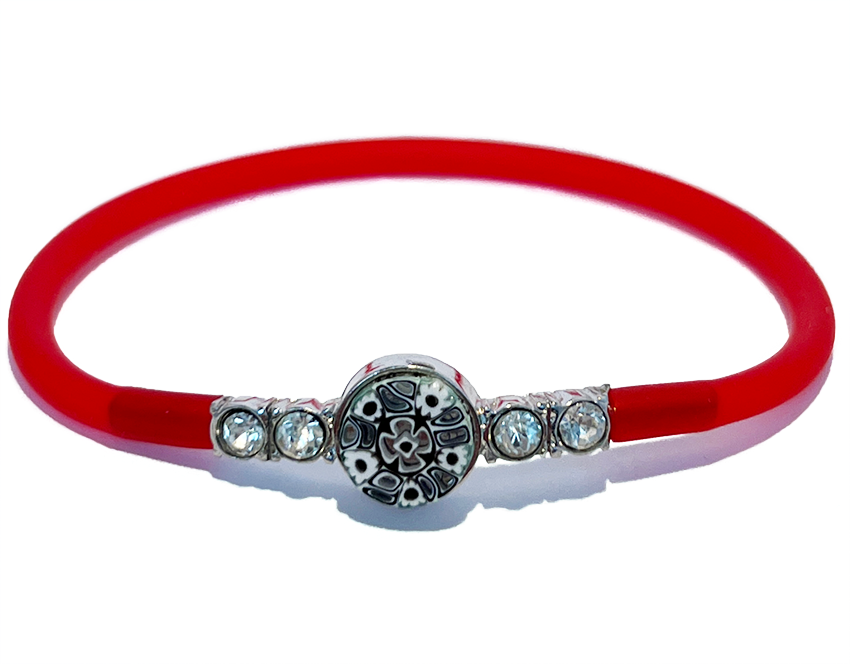 Murano glass and rhinestone bracelet 'Matera' Red
