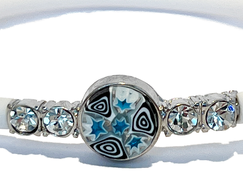Murano glas en strass armband 'Matera' Blauw