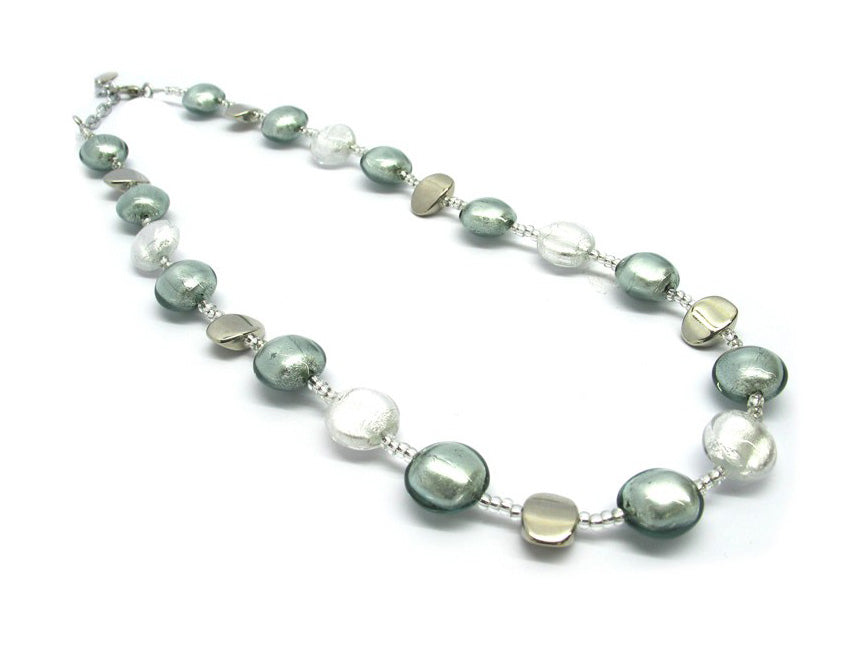 Murano necklace 'Sienna' silver/white