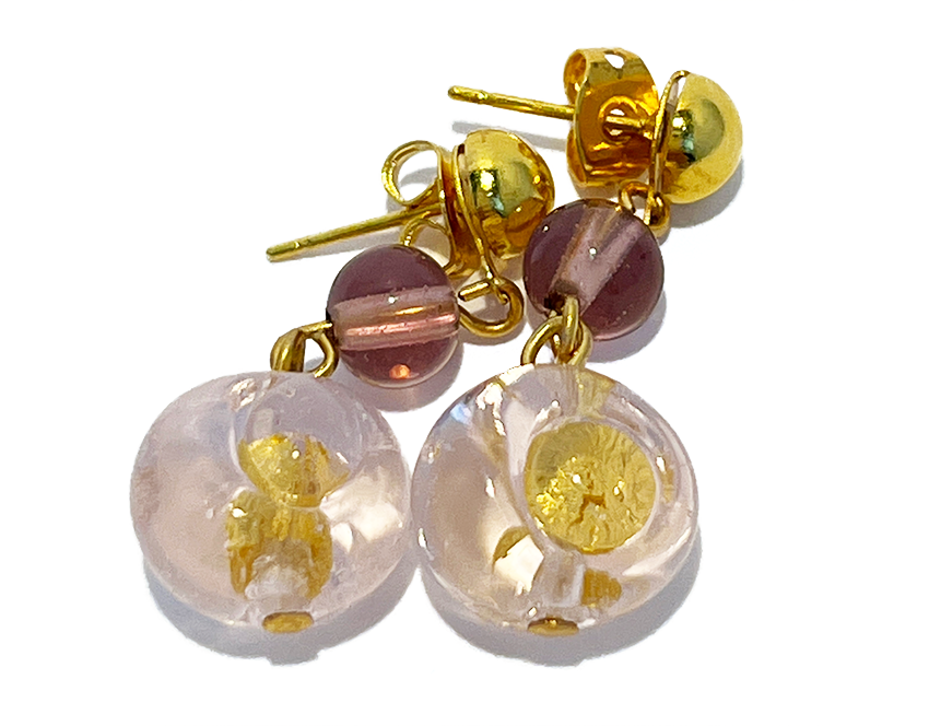 Murano glass earrings 'Alba' old pink