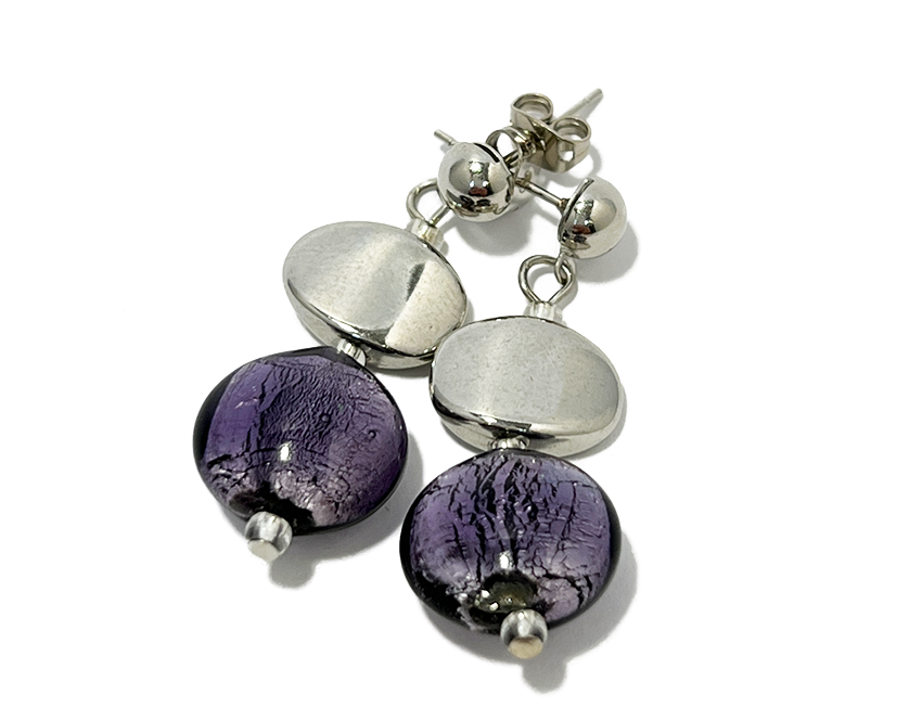 Murano Sterling earrings 'Sienna' violet