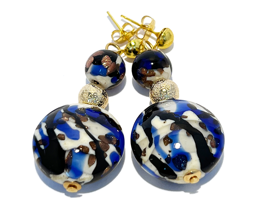 Murano glass earrings 'Sorrento' evening blue