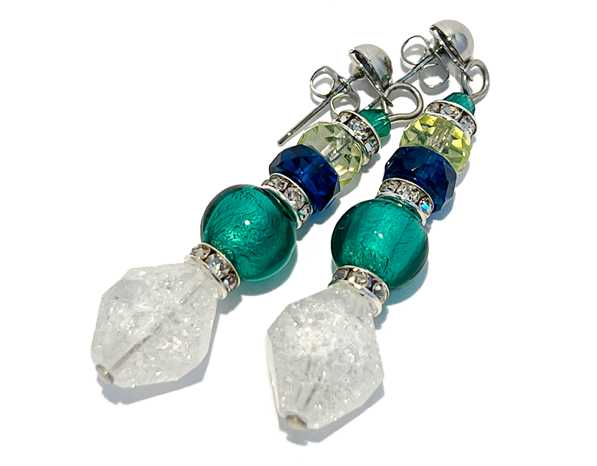 Murano glass earrings 'Venezia' green