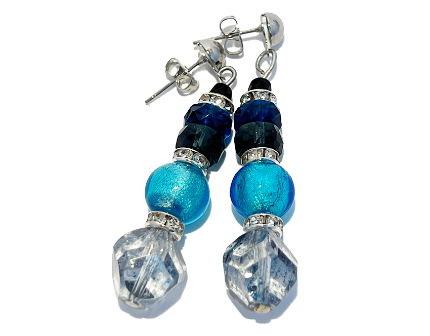 Murano glas oorbellen 'Venezia' blauw