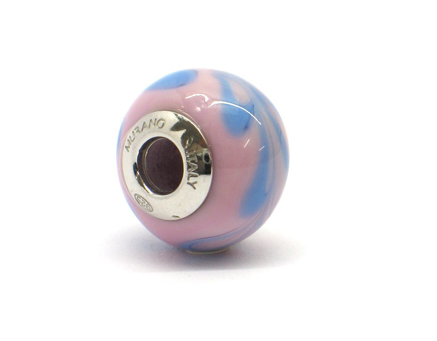 Murano glass bead shades of pink and blue