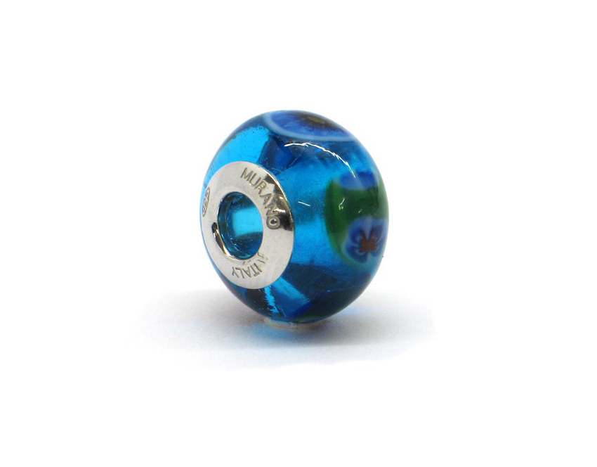 Murano glass bead shades of blue