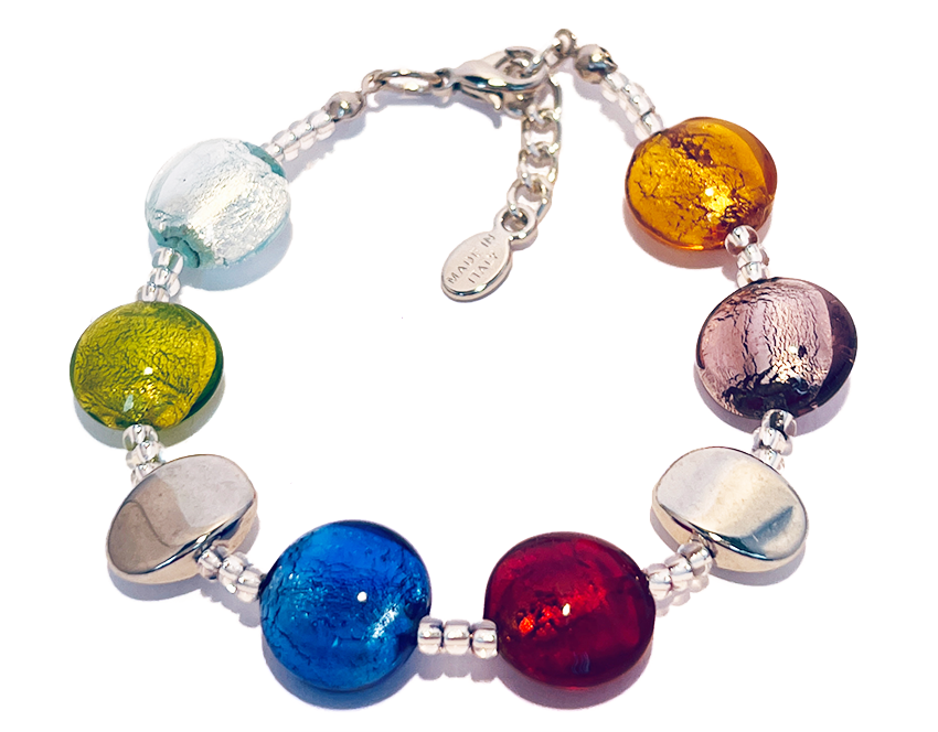 Murano glass bracelet 'Sienna' silver/white