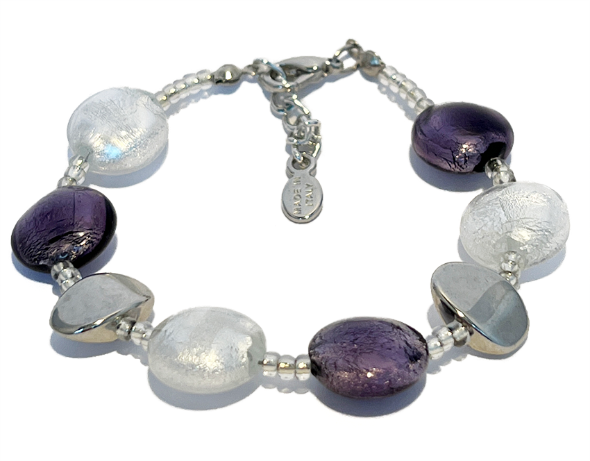 Murano glass bracelet 'Sienna' violet/silver